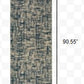 HomeRoots 2' x 8' Gray and Navy Abstract Runner Rug