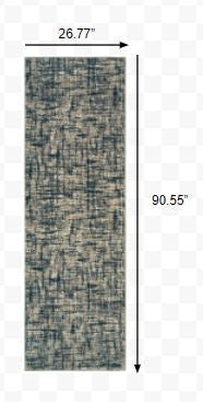 HomeRoots 2' x 8' Gray and Navy Abstract Runner Rug