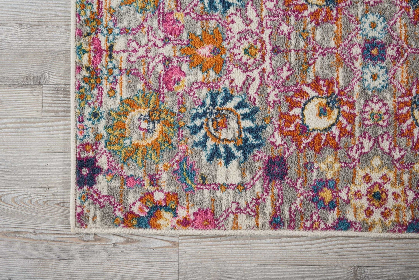 HomeRoots 2' x 8' Gray and Pink Distressed Runner Rug