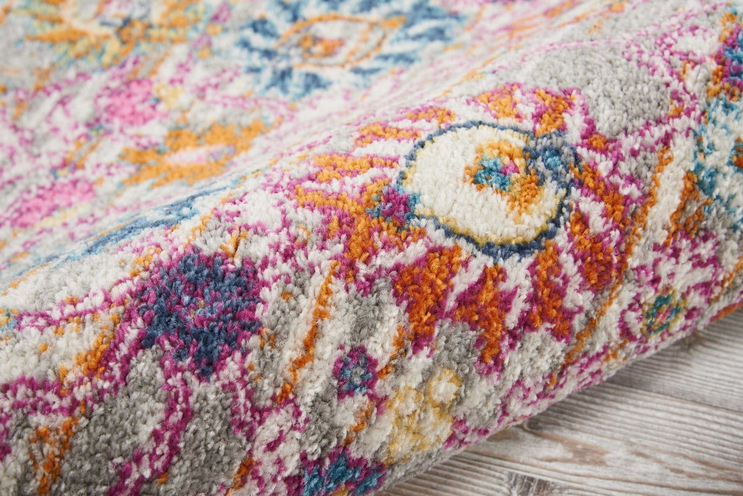 HomeRoots 2' x 8' Gray and Pink Distressed Runner Rug