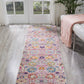 HomeRoots 2' x 8' Gray and Pink Distressed Runner Rug