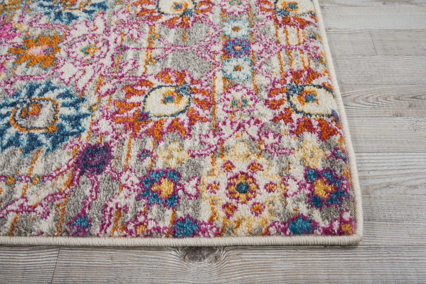 HomeRoots 2' x 8' Gray and Pink Distressed Runner Rug