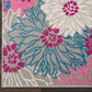 HomeRoots 2' x 8' Gray and Pink Tropical Flower Runner Rug