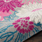 HomeRoots 2' x 8' Gray and Pink Tropical Flower Runner Rug
