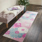 HomeRoots 2' x 8' Gray and Pink Tropical Flower Runner Rug