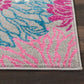 HomeRoots 2' x 8' Gray and Pink Tropical Flower Runner Rug