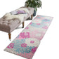 HomeRoots 2' x 8' Gray and Pink Tropical Flower Runner Rug