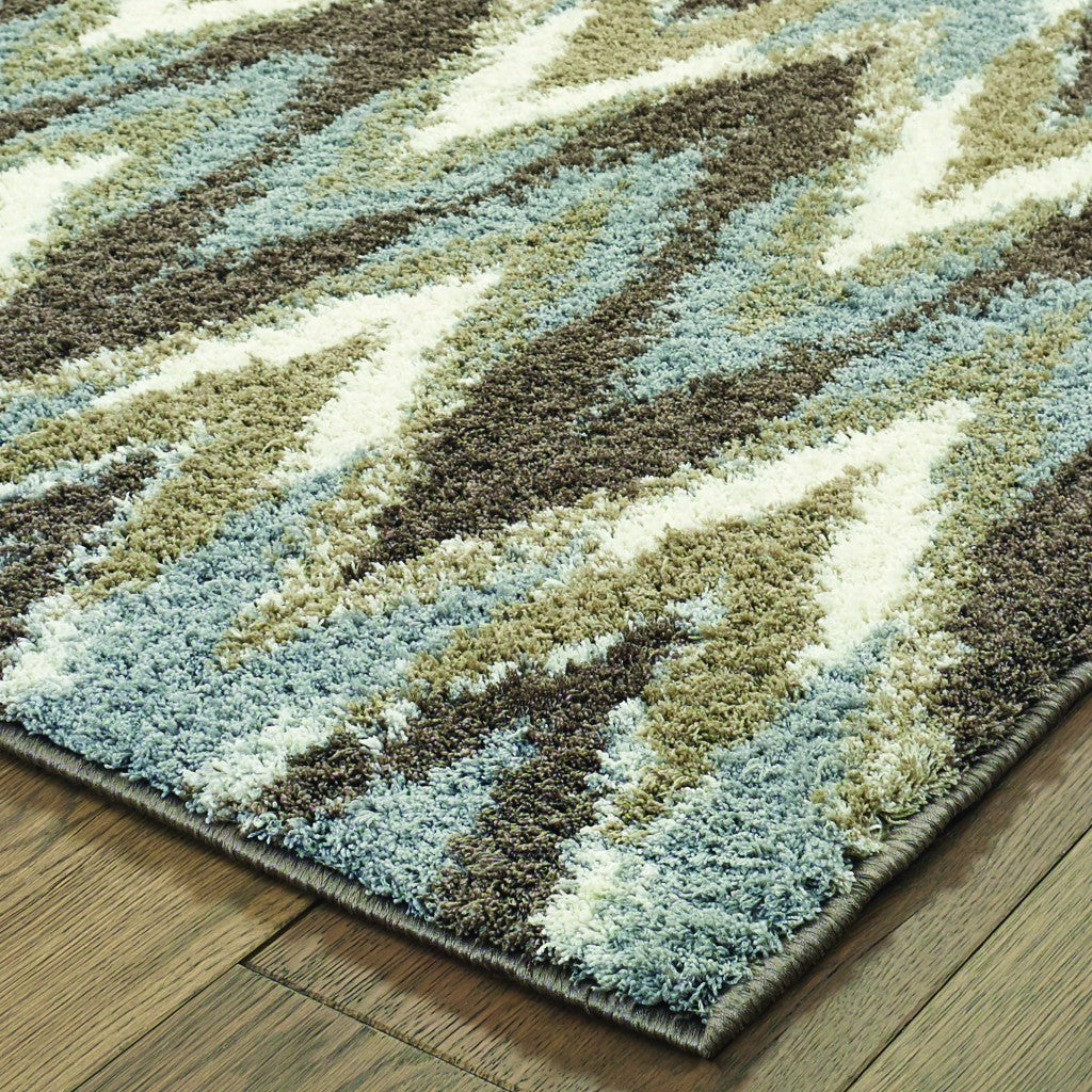 HomeRoots 2' x 8' Gray and Taupe Ikat Pattern Runner Rug