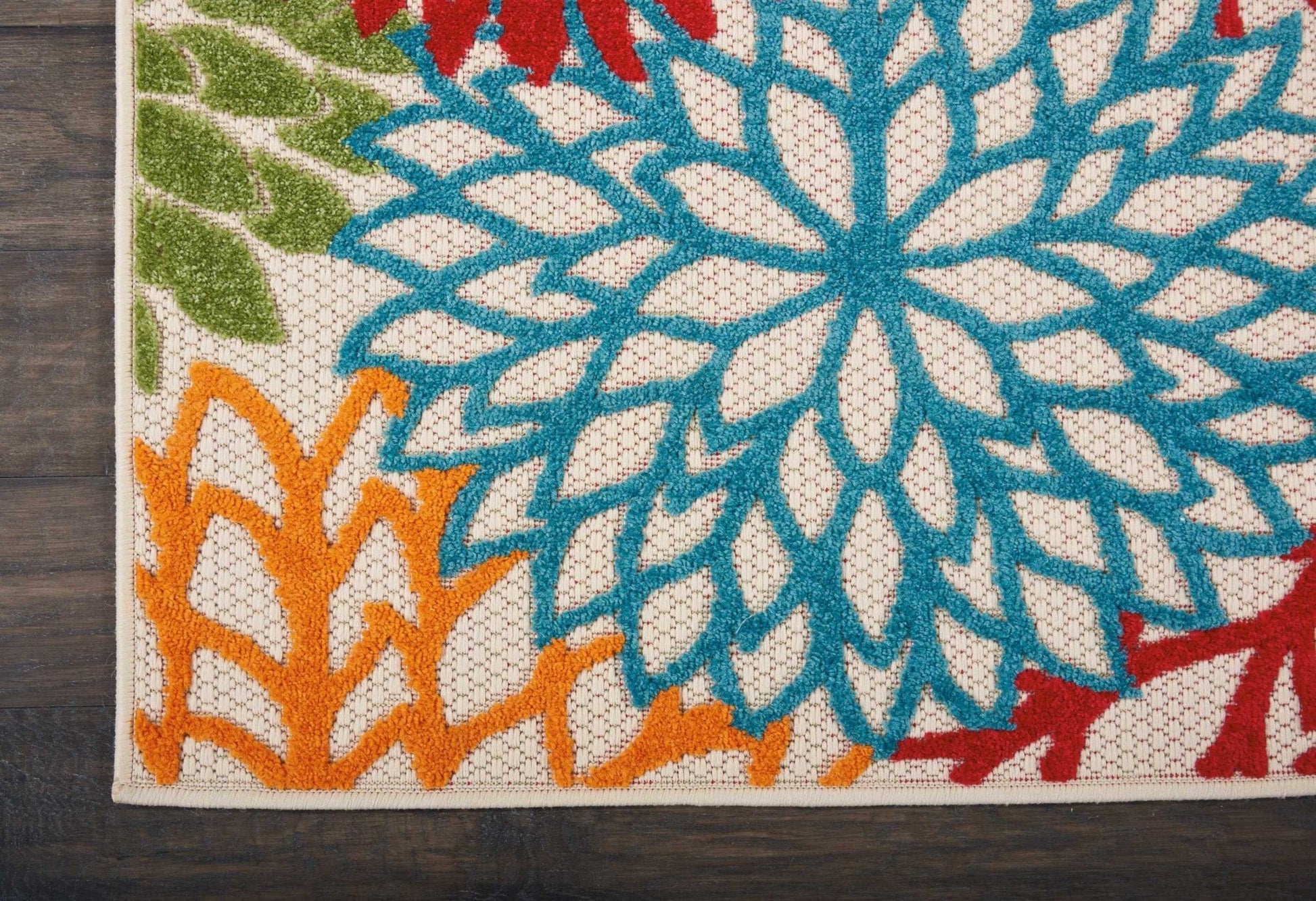 HomeRoots 2’ x 8’ Green Indoor Outdoor Runner Rug With Floral Finish