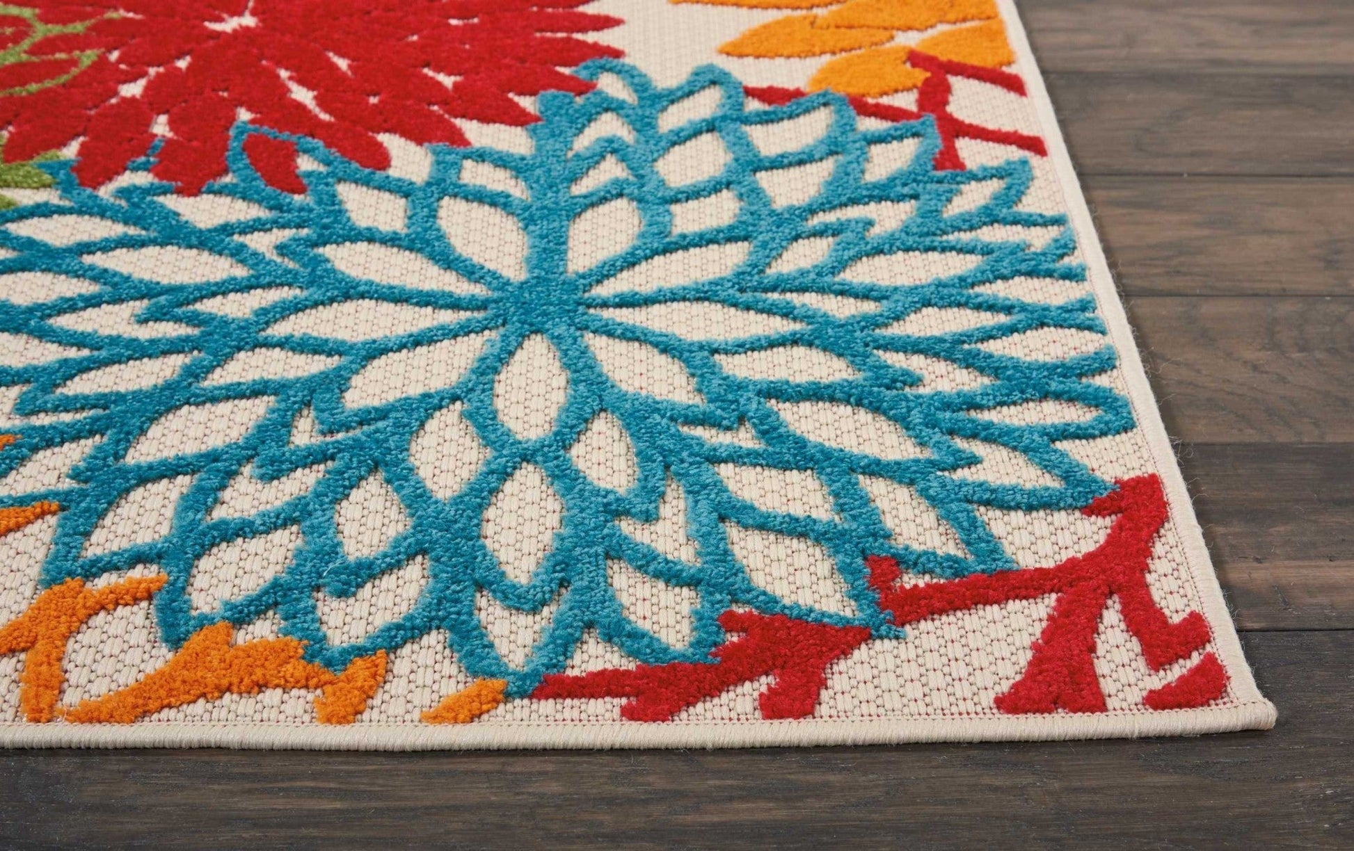 HomeRoots 2’ x 8’ Green Indoor Outdoor Runner Rug With Floral Finish