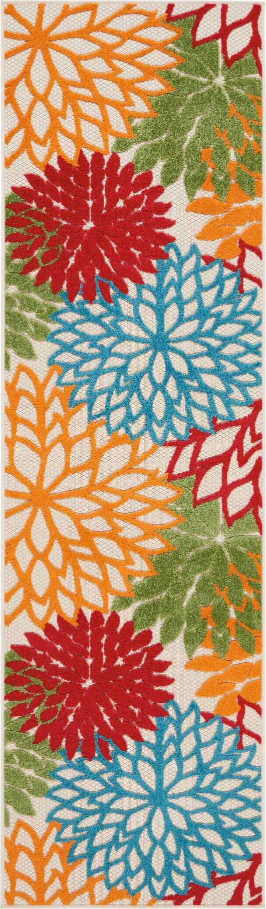 HomeRoots 2’ x 8’ Green Indoor Outdoor Runner Rug With Floral Finish