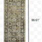HomeRoots 2' x 8' Green and Brown Floral Runner Rug