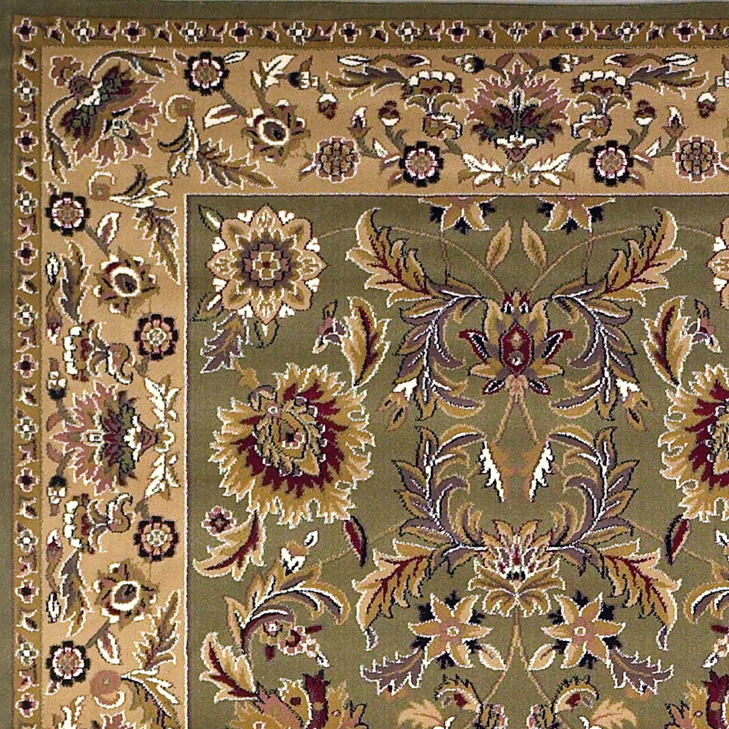 HomeRoots 2' x 8' Green or Taupe Traditional Bordered Runner Rug