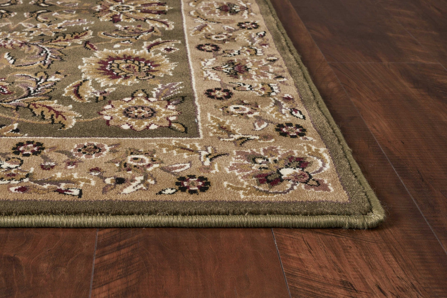 HomeRoots 2' x 8' Green or Taupe Traditional Bordered Runner Rug