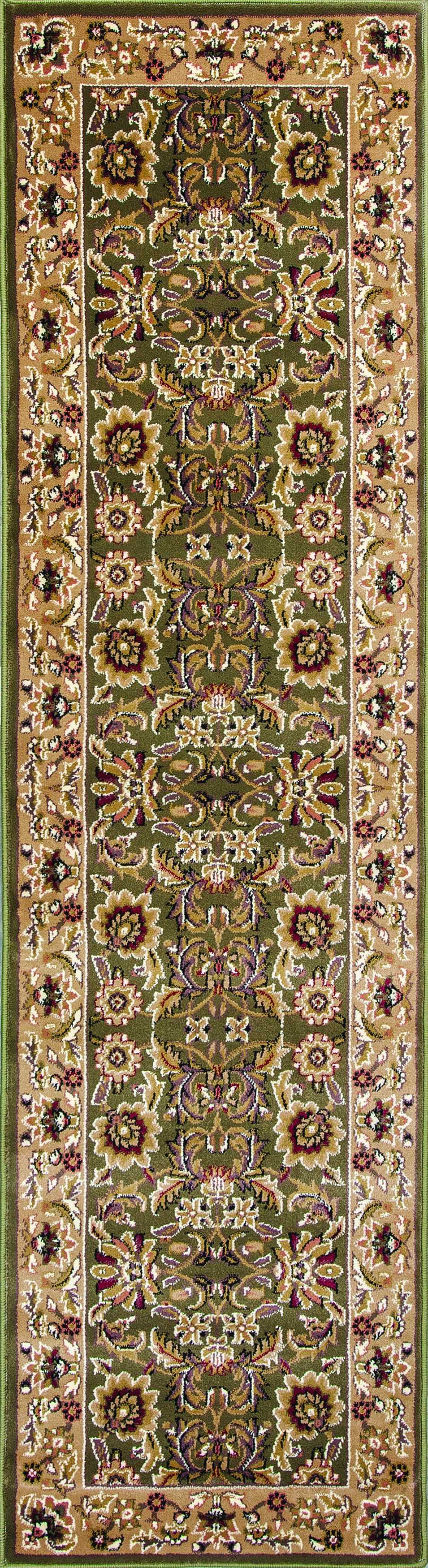 HomeRoots 2' x 8' Green or Taupe Traditional Bordered Runner Rug