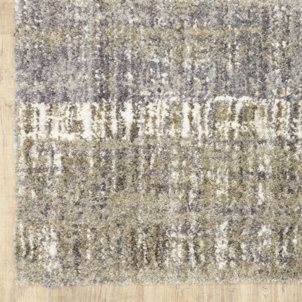 HomeRoots 2' x 8' Grey and Ivory Abstract Lines Runner Rug