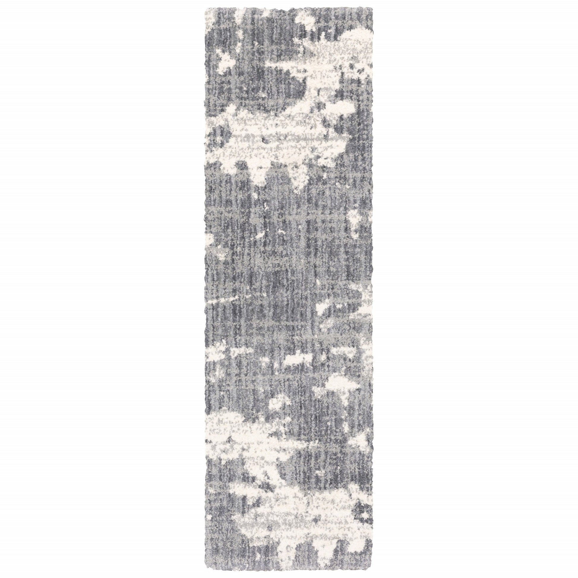 HomeRoots 2' x 8' Grey and Ivory Grey Matter Runner Rug