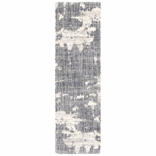 HomeRoots 2' x 8' Grey and Ivory Grey Matter Runner Rug