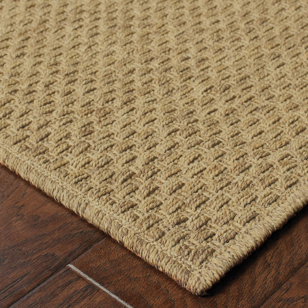 HomeRoots 2’ x 8’ Indoor Outdoor Runner Rug in Solid Tan Finish