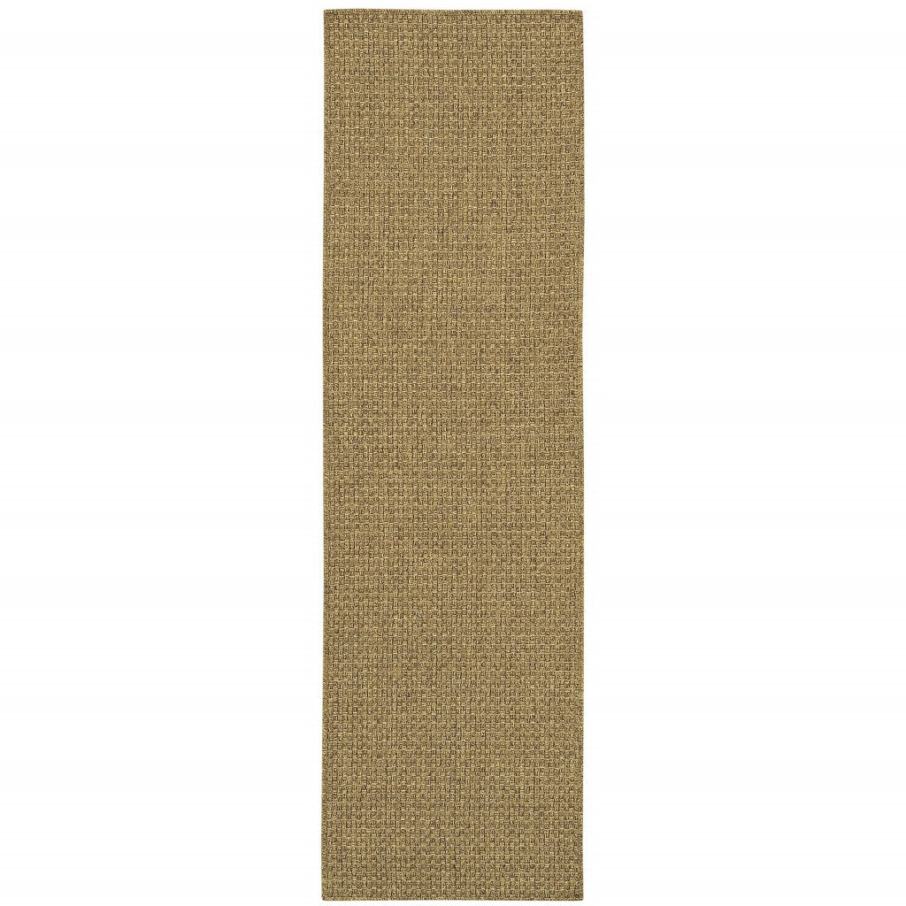 HomeRoots 2’ x 8’ Indoor Outdoor Runner Rug in Solid Tan Finish