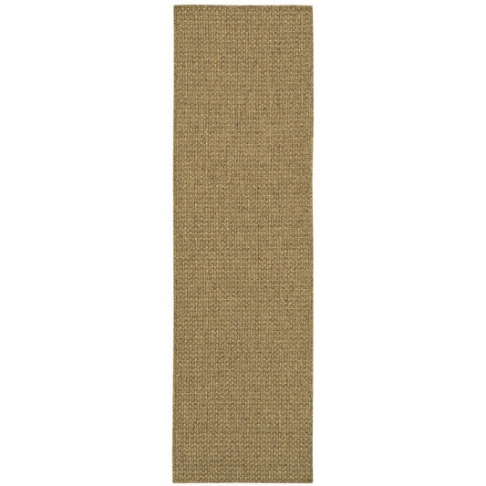 HomeRoots 2’ x 8’ Indoor Outdoor Runner Rug in Solid Tan Finish