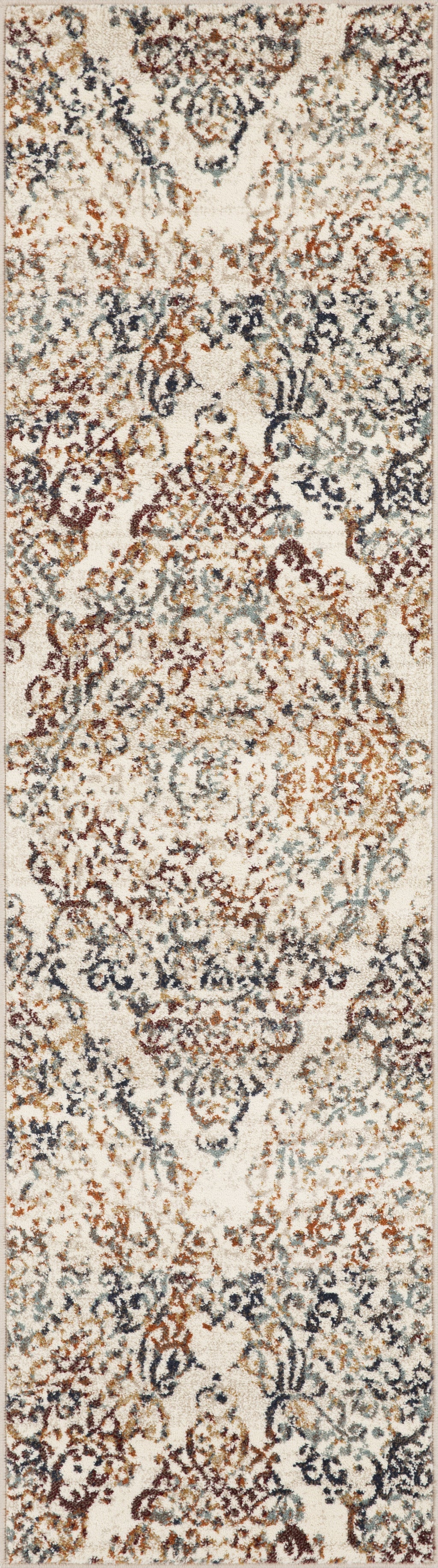 HomeRoots 2' x 8' Ivory Brown Decorative Diamond Runner Rug