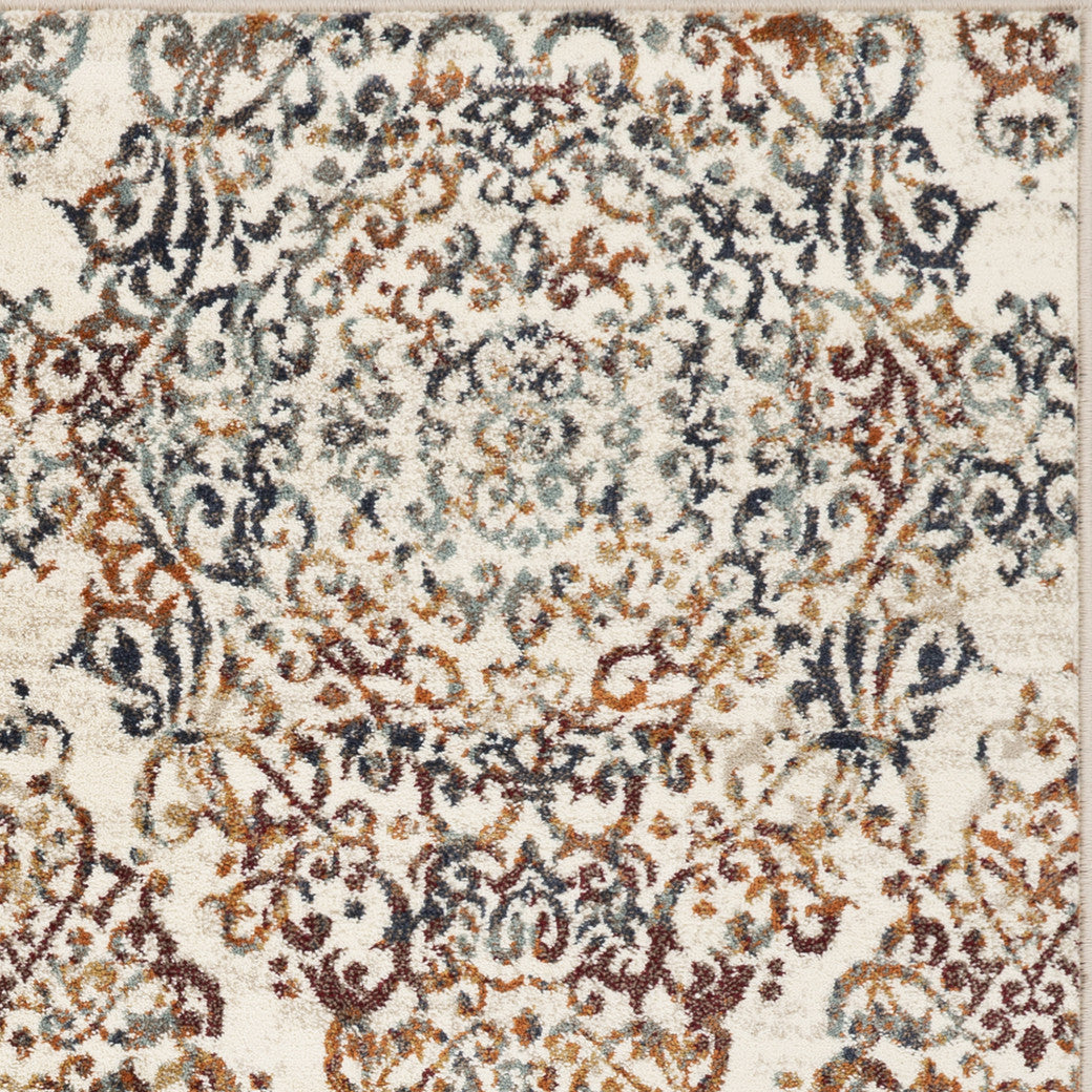 HomeRoots 2' x 8' Ivory Brown Decorative Diamond Runner Rug
