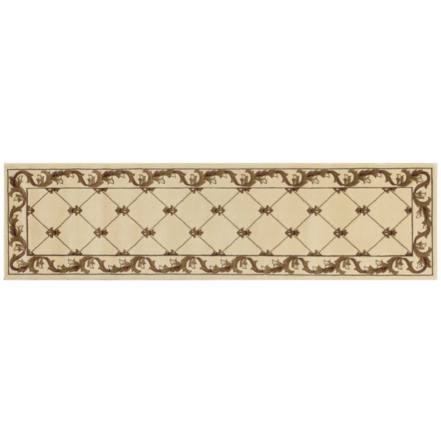 HomeRoots 2' x 8' Ivory Fleur de Lis Runner Rug