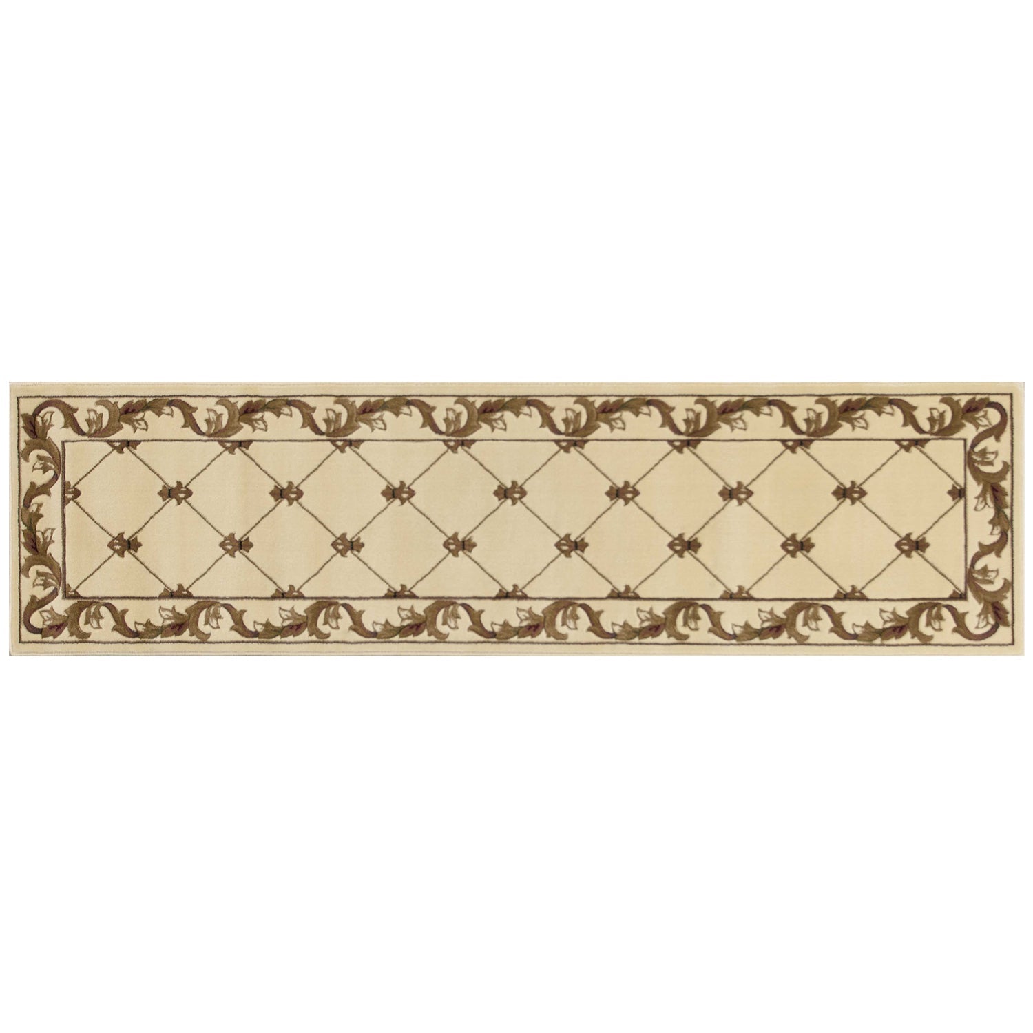 HomeRoots 2' x 8' Ivory Fleur de Lis Runner Rug
