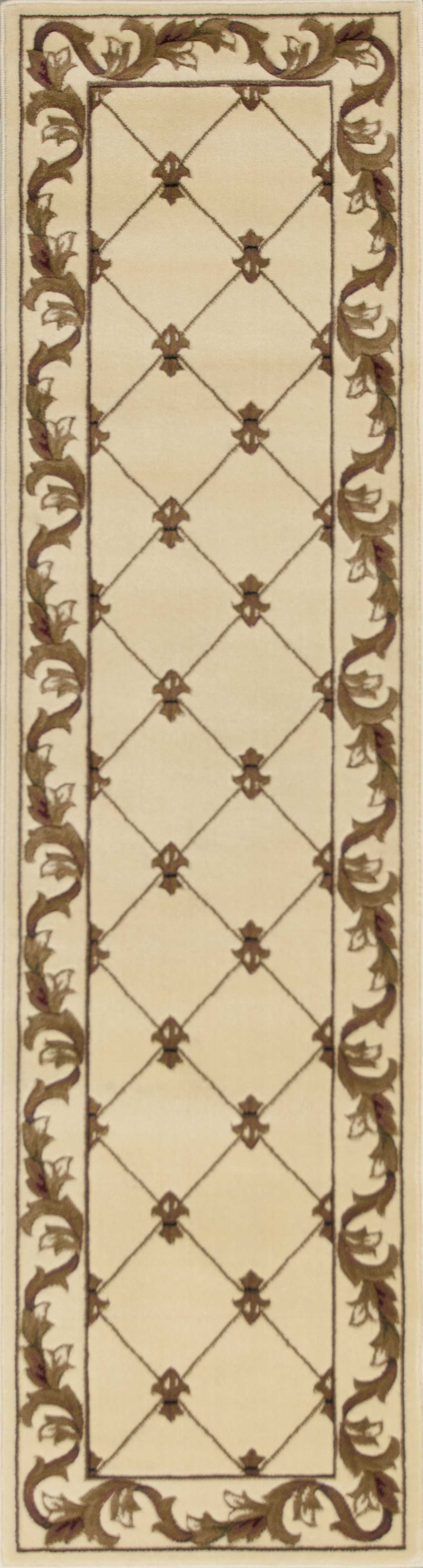 HomeRoots 2' x 8' Ivory Fleur de Lis Runner Rug