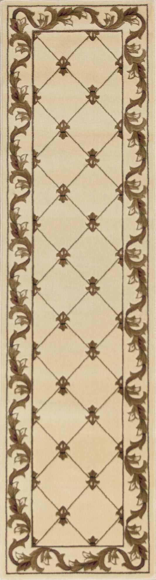 HomeRoots 2' x 8' Ivory Fleur de Lis Runner Rug