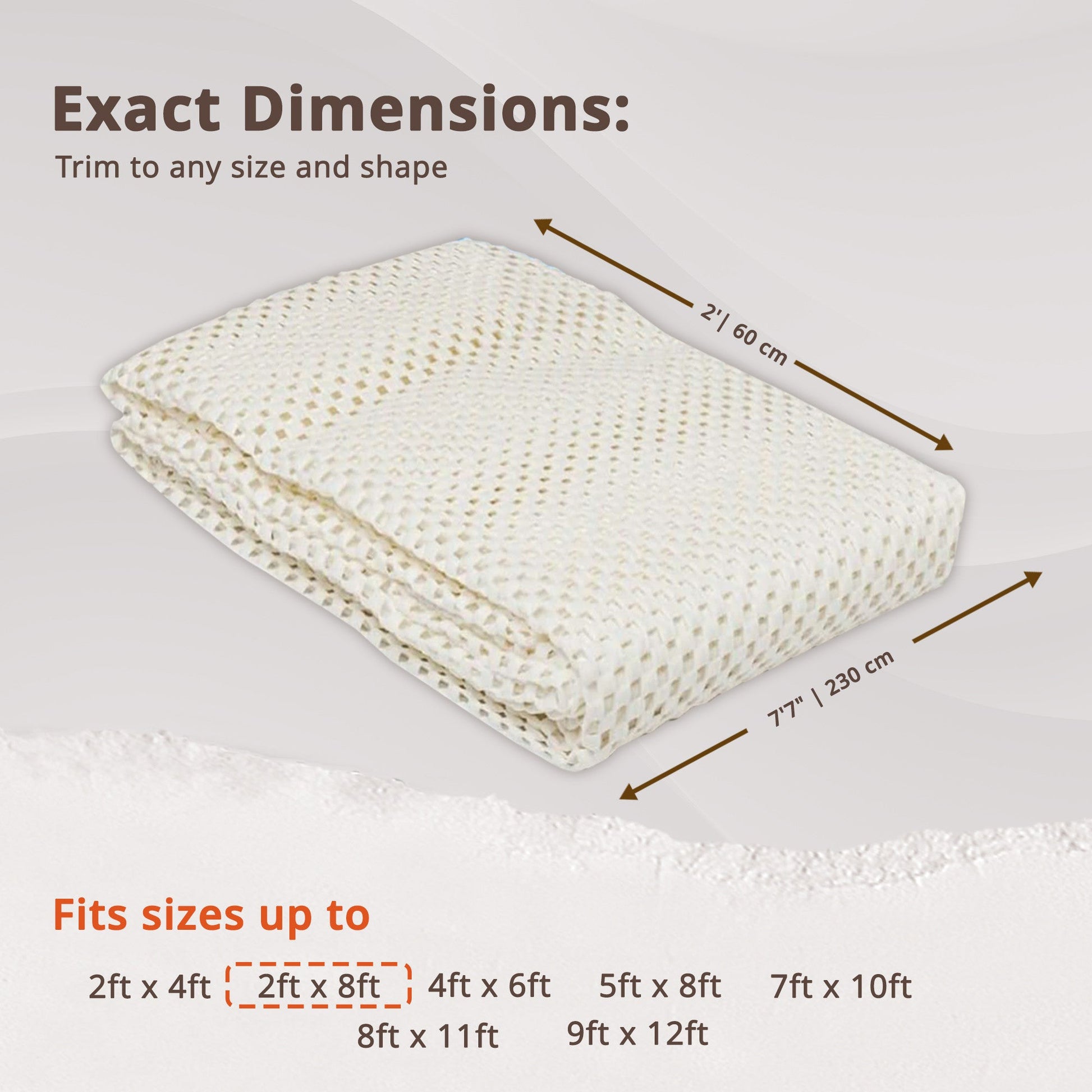 HomeRoots 2' x 8' Ivory King's Premium Non Slip Rug Pad