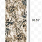 HomeRoots 2' x 8' Ivory Navy Abstract Marble Indoor Runner Rug