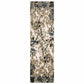 HomeRoots 2' x 8' Ivory Navy Abstract Marble Indoor Runner Rug