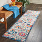 HomeRoots 2' x 8' Ivory and Blue Floral Vines Runner Rug