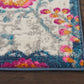 HomeRoots 2' x 8' Ivory and Blue Floral Vines Runner Rug