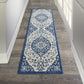 HomeRoots 2' x 8' Ivory and Blue Medallion Runner Rug