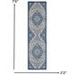 HomeRoots 2' x 8' Ivory and Blue Medallion Runner Rug