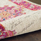 HomeRoots 2' x 8' Ivory and Fuchsia Distressed Runner Rug