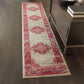 HomeRoots 2' x 8' Ivory and Fuchsia Distressed Runner Rug