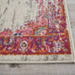 HomeRoots 2' x 8' Ivory and Fuchsia Distressed Runner Rug