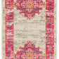 HomeRoots 2' x 8' Ivory and Fuchsia Distressed Runner Rug