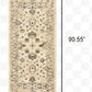 HomeRoots 2' x 8' Ivory and Gold Distressed Indoor Runner Rug