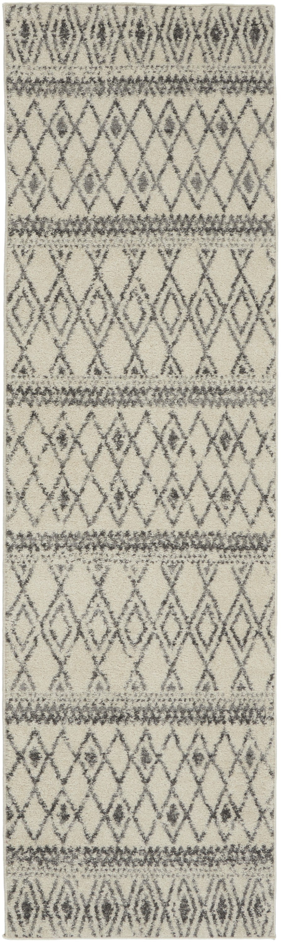 HomeRoots 2' x 8' Ivory and Gray Berber Pattern Runner Rug