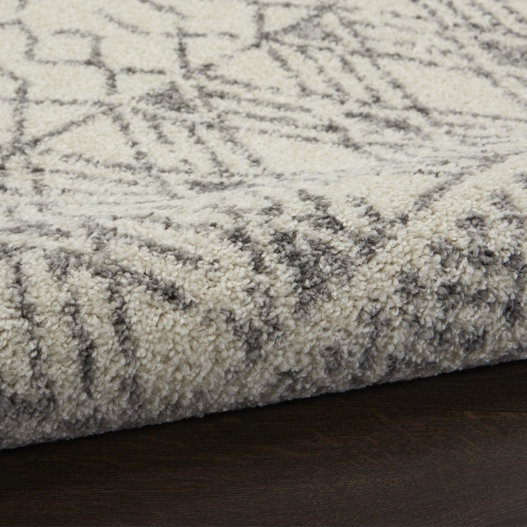 HomeRoots 2' x 8' Ivory and Gray Geometric Runner Rug