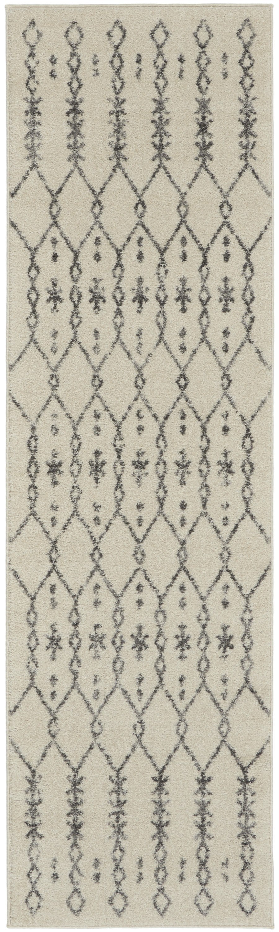 HomeRoots 2' x 8' Ivory and Gray Geometric Runner Rug