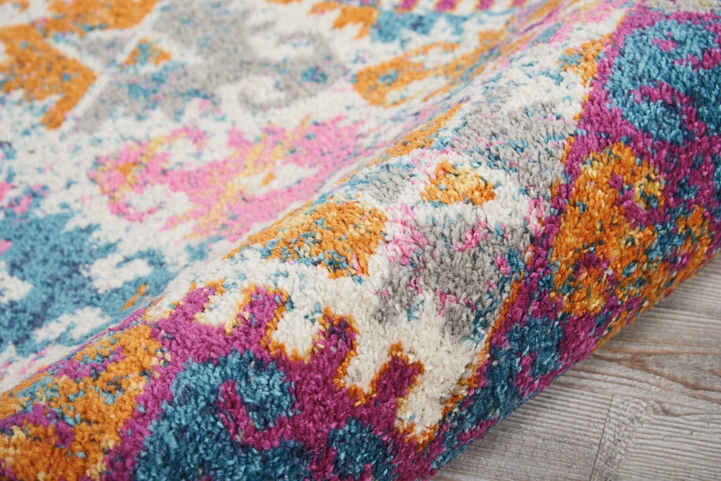 HomeRoots 2' x 8' Ivory and Magenta Tribal Pattern Runner Rug