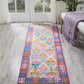 HomeRoots 2' x 8' Ivory and Magenta Tribal Pattern Runner Rug