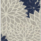 HomeRoots 2’ x 8’ Ivory and Navy Indoor Outdoor Runner Rug