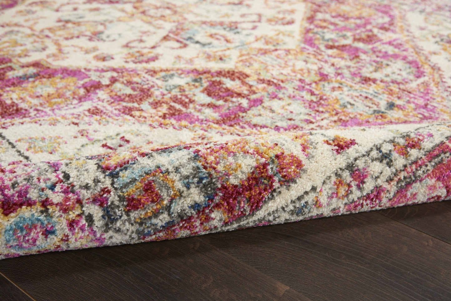 HomeRoots 2' x 8' Ivory and Pink Oriental Runner Rug